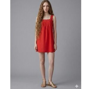 J.Crew Dress Womens Size Large Embroidered Lace Red Double Cotton Poplin NWT